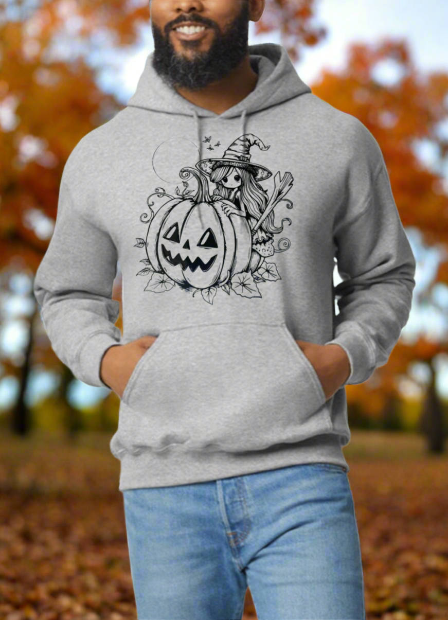 The Little Witch & The Pumpkin Graphic Hoodie Design