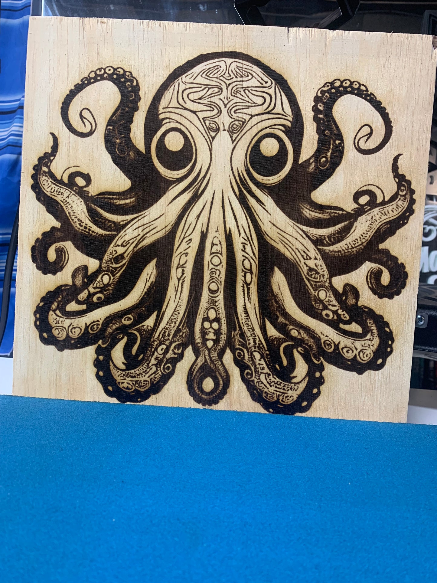 Intricate Octopus Laser Engraved Wall Decor 12” x 12”