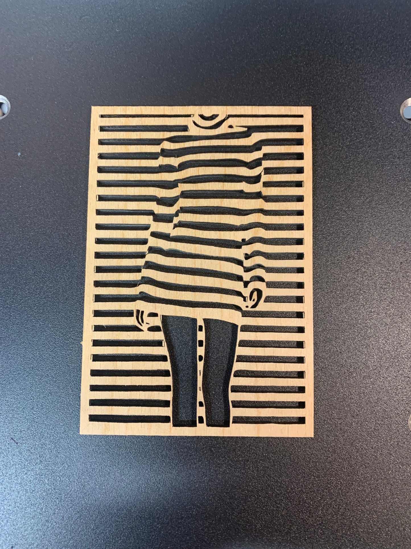 Woman with the striped dress. Laser engraved Wooden wall Art