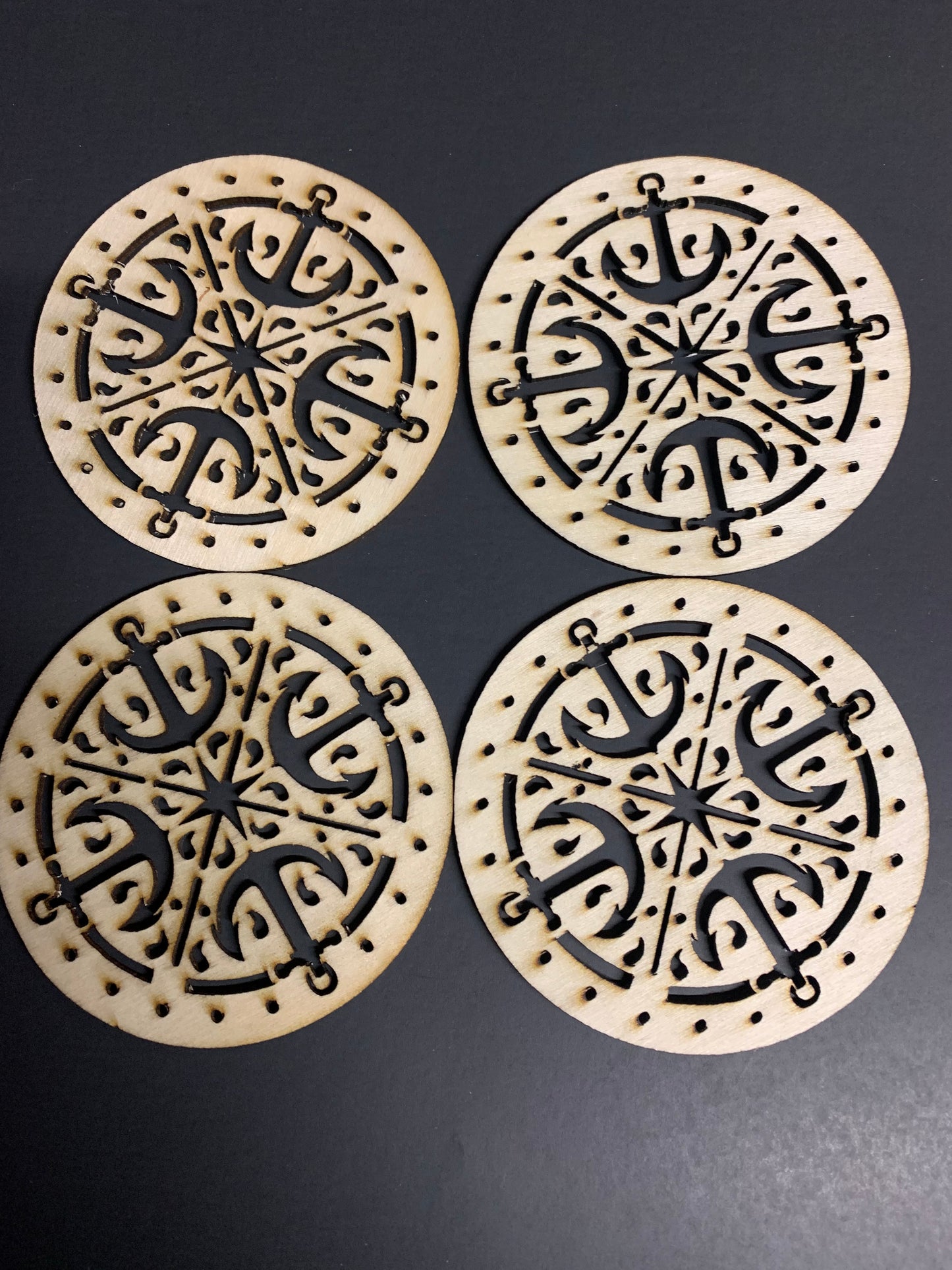 Intricate nautical drink coasters. Set of 4