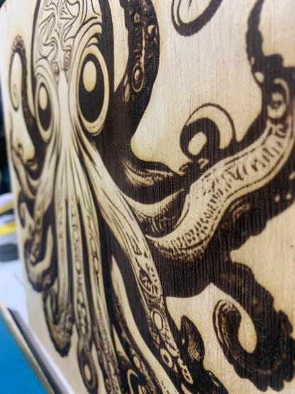 Intricate Octopus Laser Engraved Wall Decor 12” x 12”