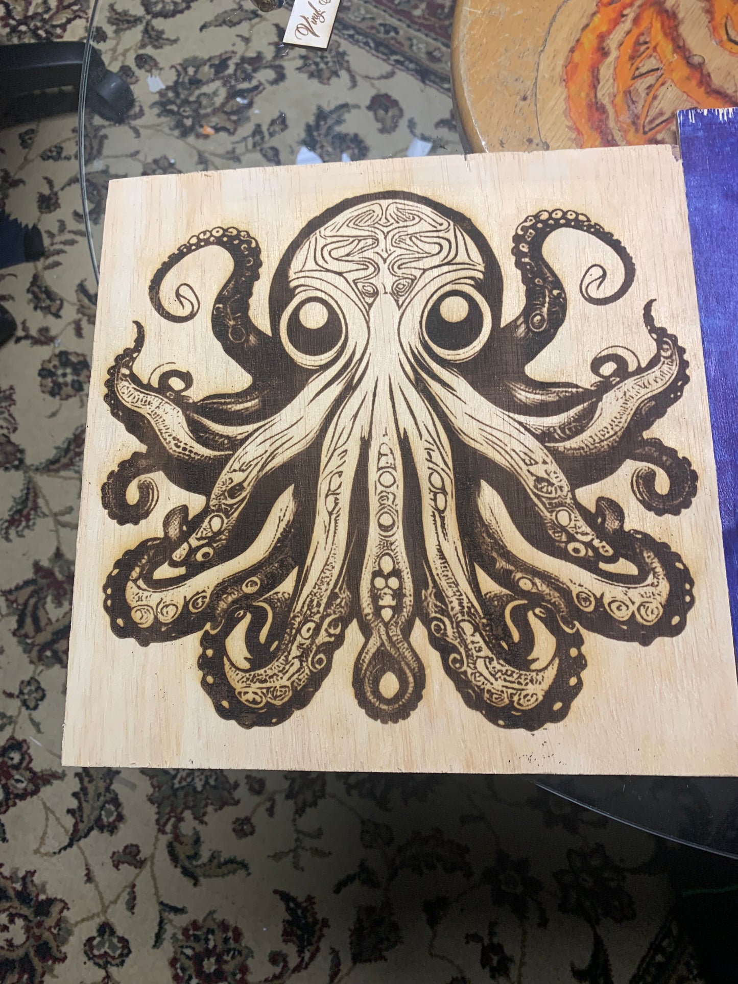 Intricate Octopus Laser Engraved Wall Decor 12” x 12”