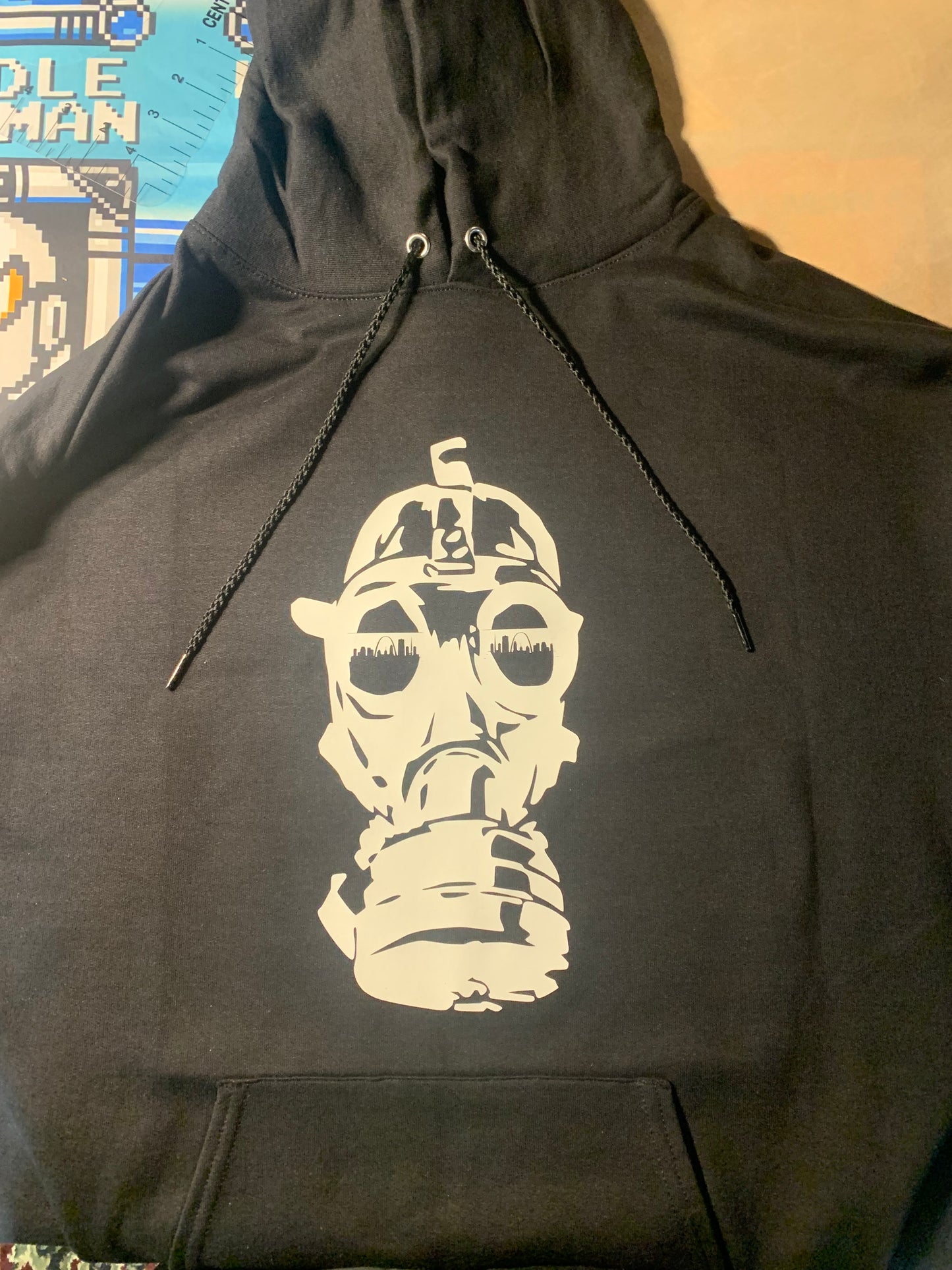 Gas Mask with St. Louis skyline in reflection Graphic Design Hoodie