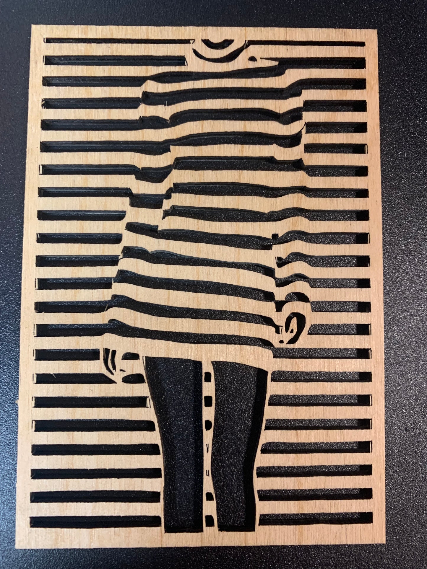 Woman with the striped dress. Laser engraved Wooden wall Art