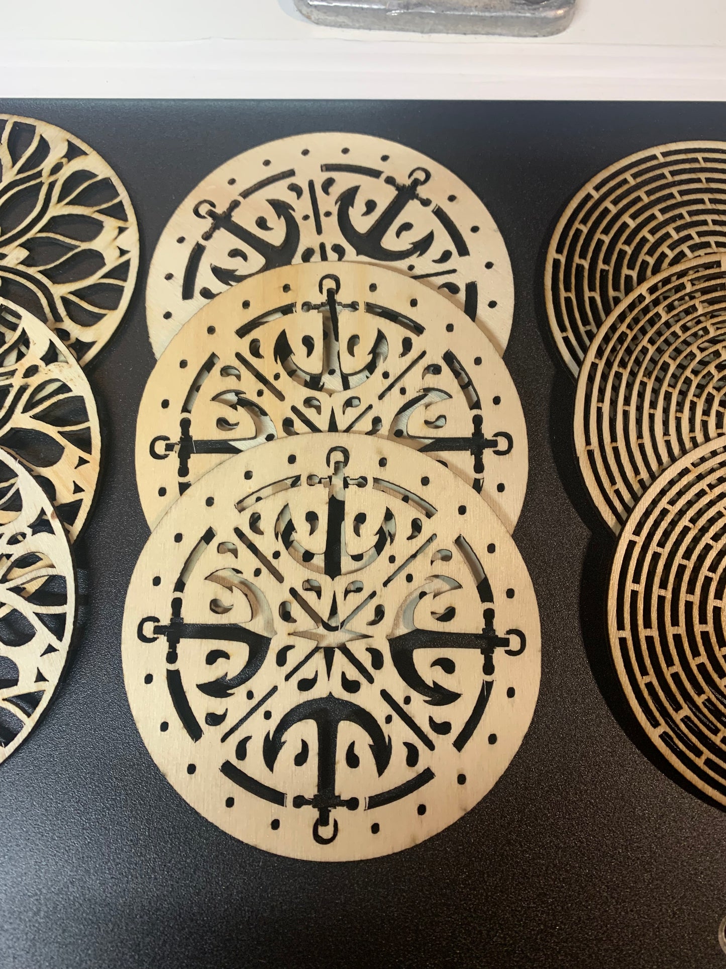 Intricate nautical drink coasters. Set of 4