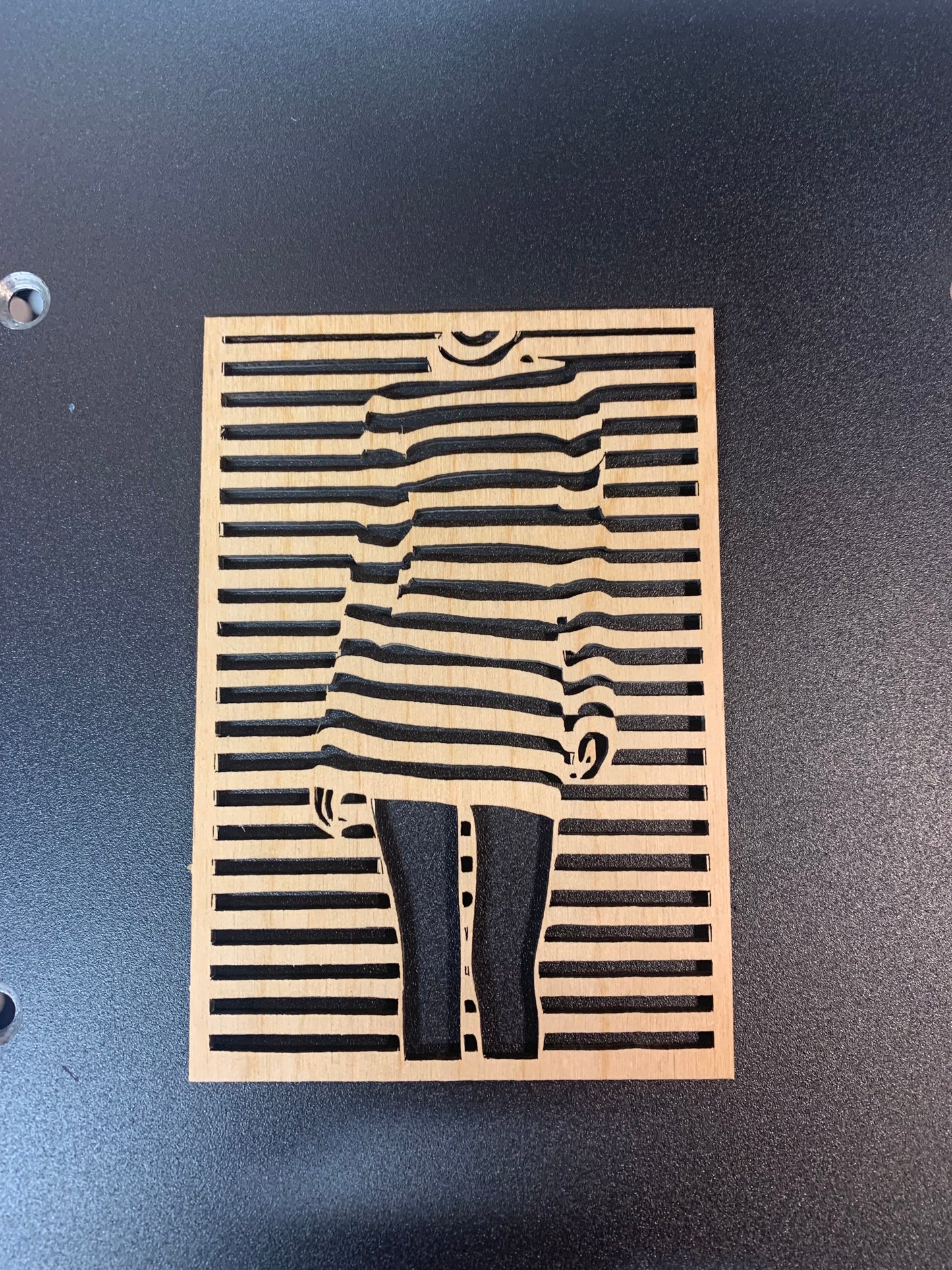 Woman with the striped dress. Laser engraved Wooden wall Art