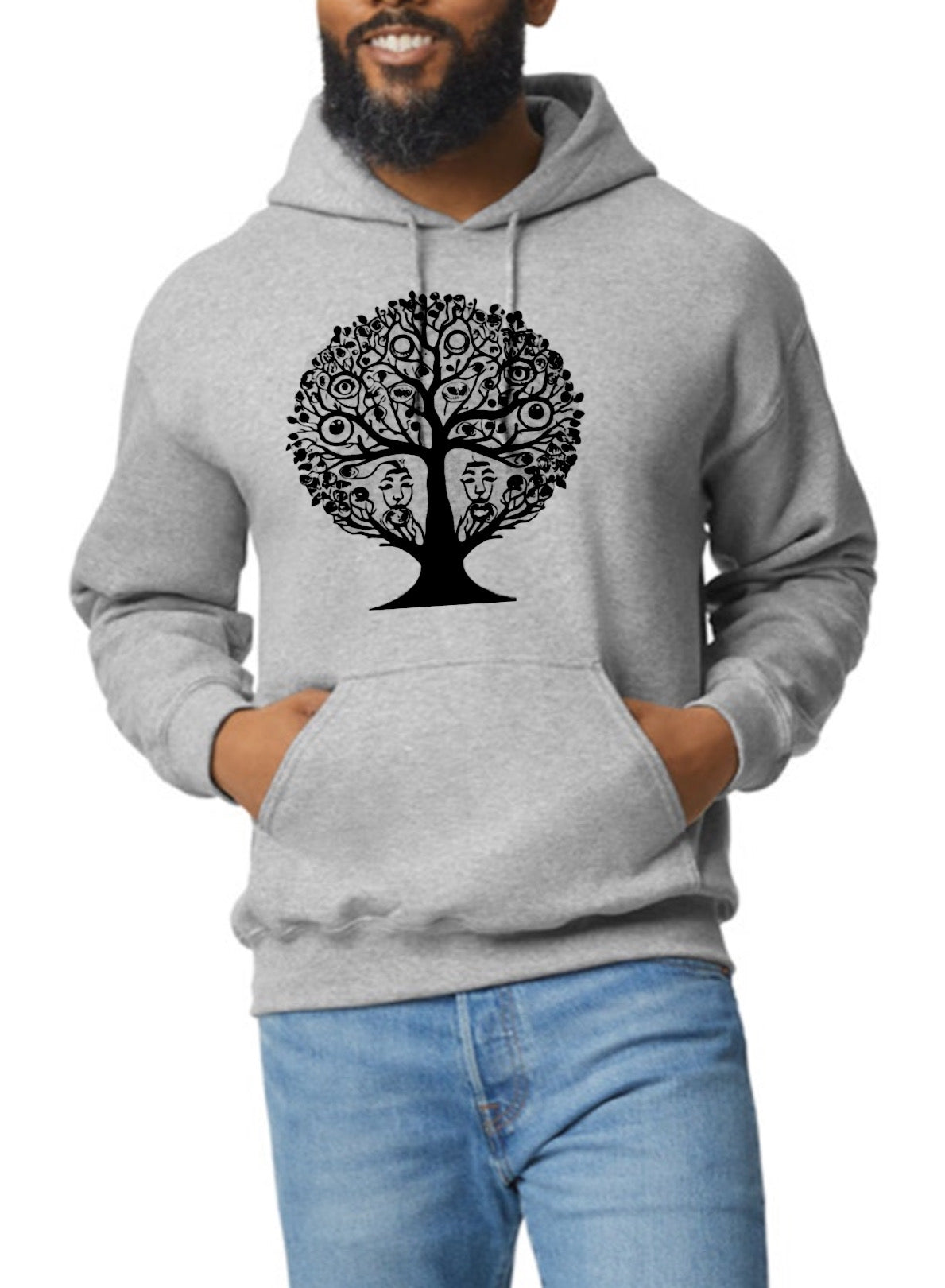 Salvador Deli inspired Hoodie Design Eyes in the Tree