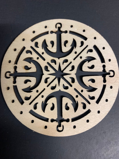 Intricate nautical drink coasters. Set of 4