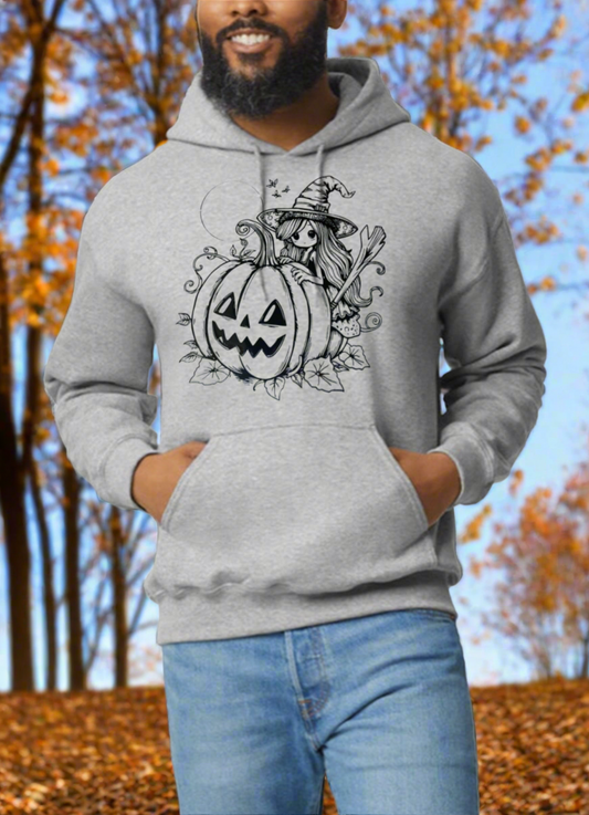 The Little Witch & The Pumpkin Graphic Hoodie Design