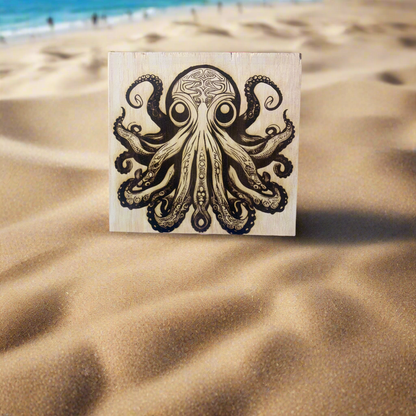 Intricate Octopus Laser Engraved Wall Decor 12” x 12”