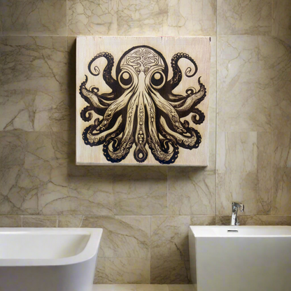 Intricate Octopus Laser Engraved Wall Decor 12” x 12”